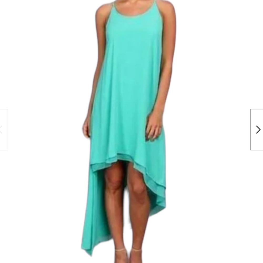 BCBGMaxAzria Green Asymmetrical Halter Sundress